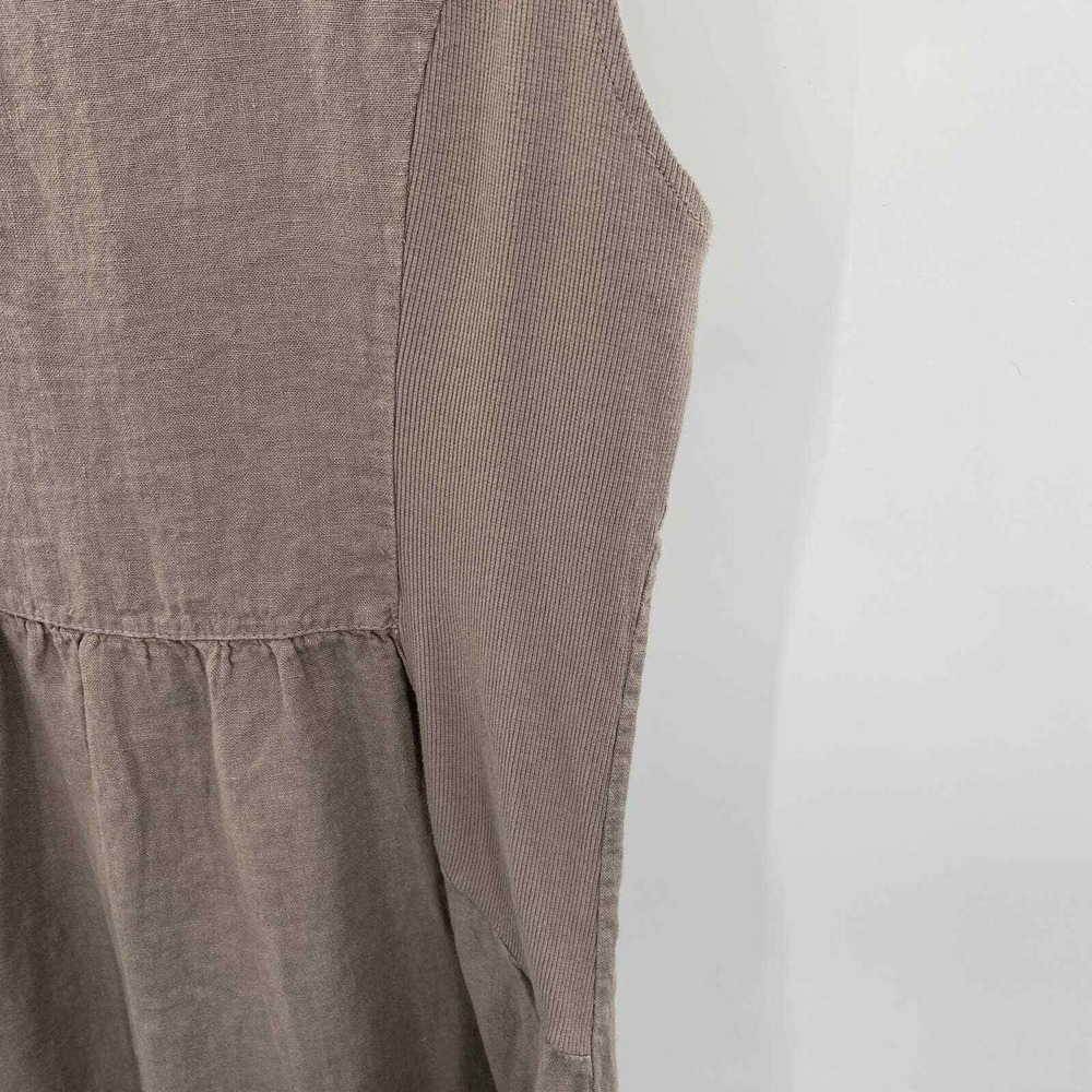 Lina Tomei Shift Dress Womens Large Gray Gemstone Collar Linen Ribbed Sides HOLE - Picture 7 of 9